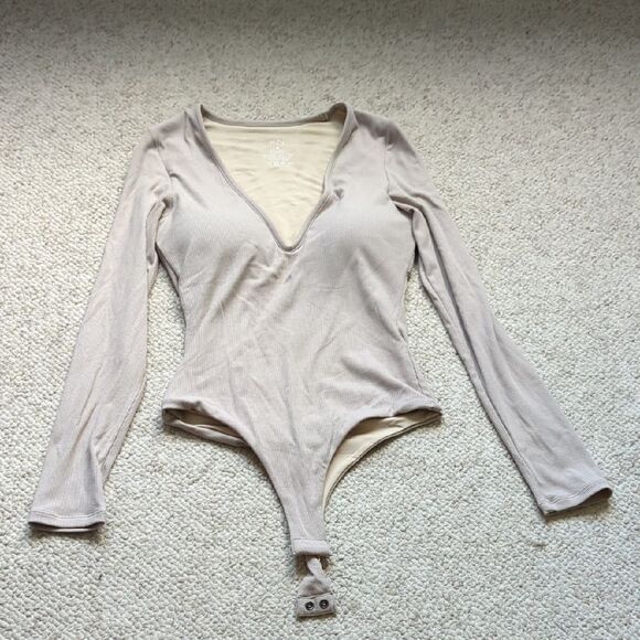 Klassy Network Beige Long Sleeve Bodysuit - Picture 1 of 3
